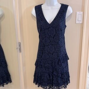 Eliza J Navy Lace V-Neck Dress